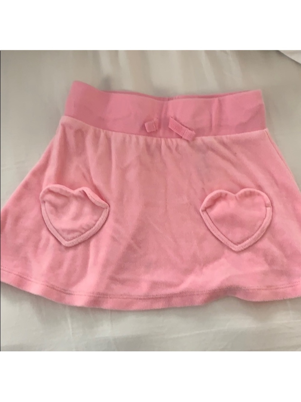 H&M Girls Pink Velour Skirt with Heart Pockets